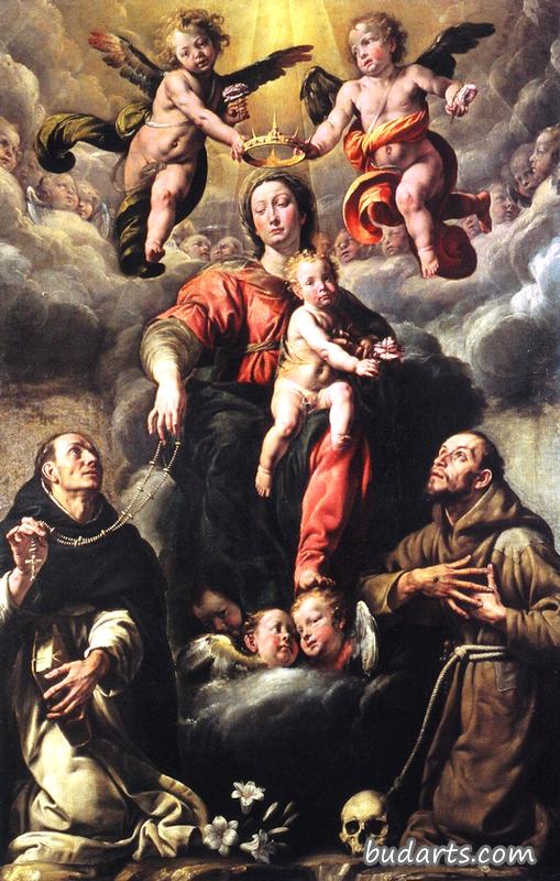 圣母子被圣徒多米尼克和弗朗西斯崇拜