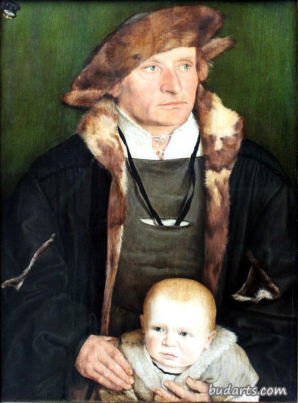 汉斯·厄米勒和儿子的画像