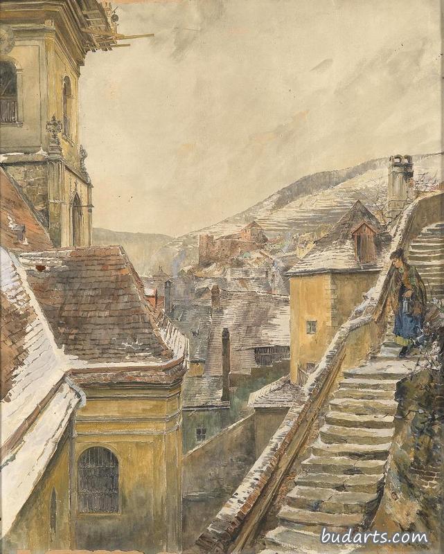 The Frauenbergstiege (a staircase) in Stein/Donau