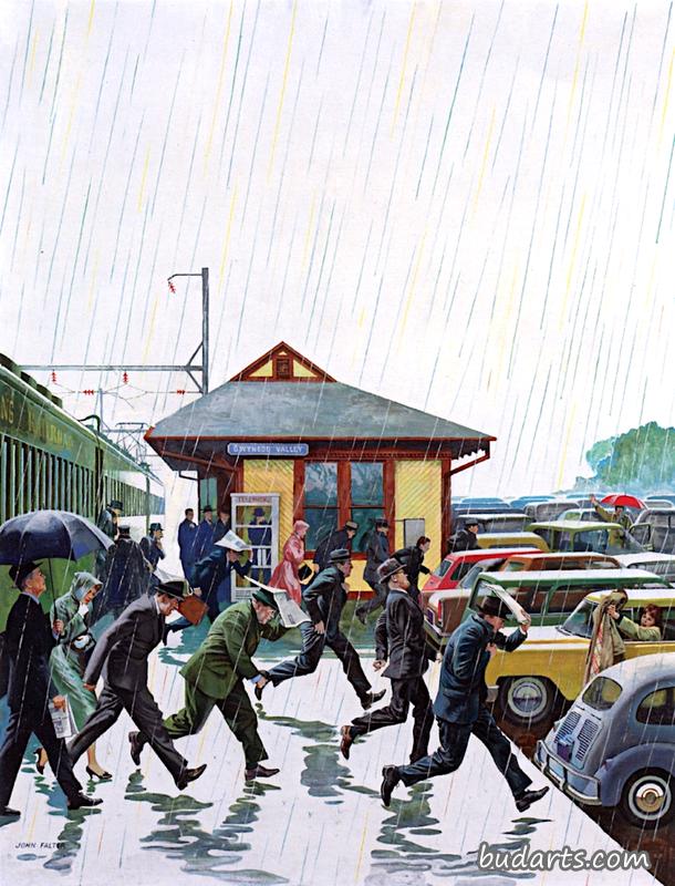 雨中的通勤者