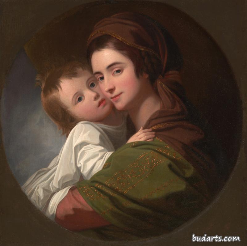 艺术家的妻子伊丽莎白和他们的儿子拉斐尔