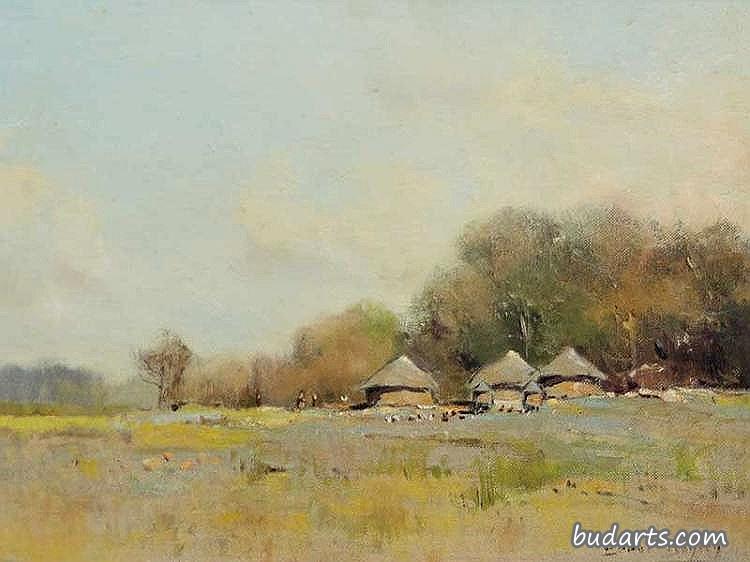 带小屋的景观