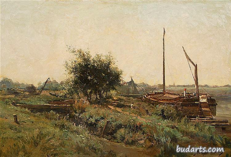 Repairing Barges at Termonde