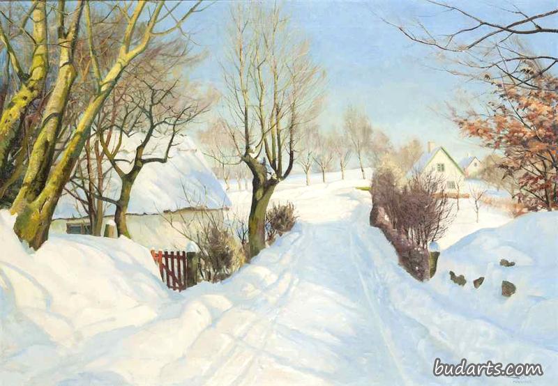 雪地上的小屋