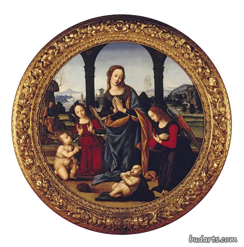 圣母子与年轻的施洗圣约翰，约瑟夫和天使