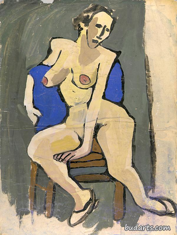 女裸体坐在椅子上