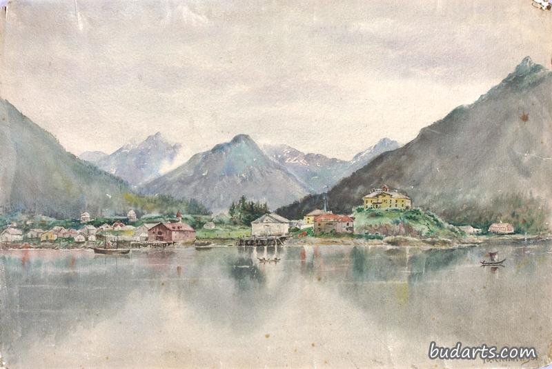 来自岛屿的锡特卡，展示俄罗斯城堡，1888年