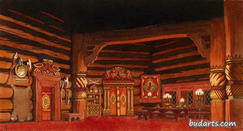 尼古拉里姆斯基·科尔萨科夫歌剧《沙皇的新娘》的布景设计，第一幕