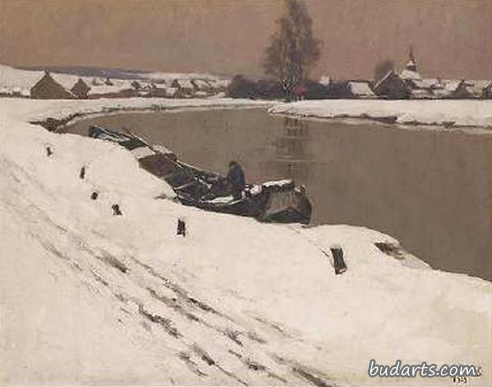 在雪地里颠簸