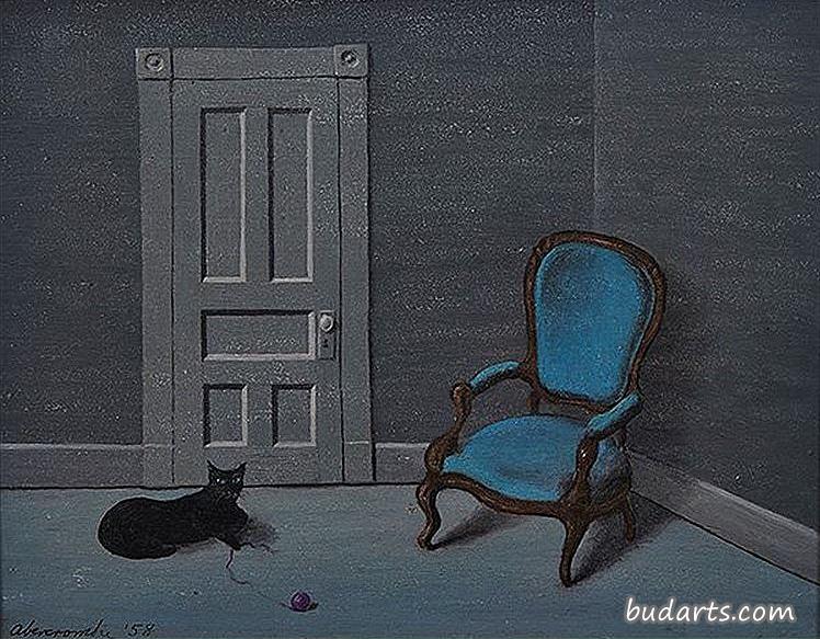 黑猫门蓝椅