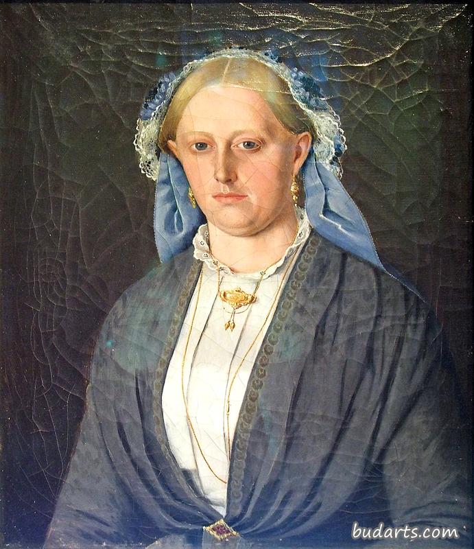 一个穿蓝色衣服的女人的肖像