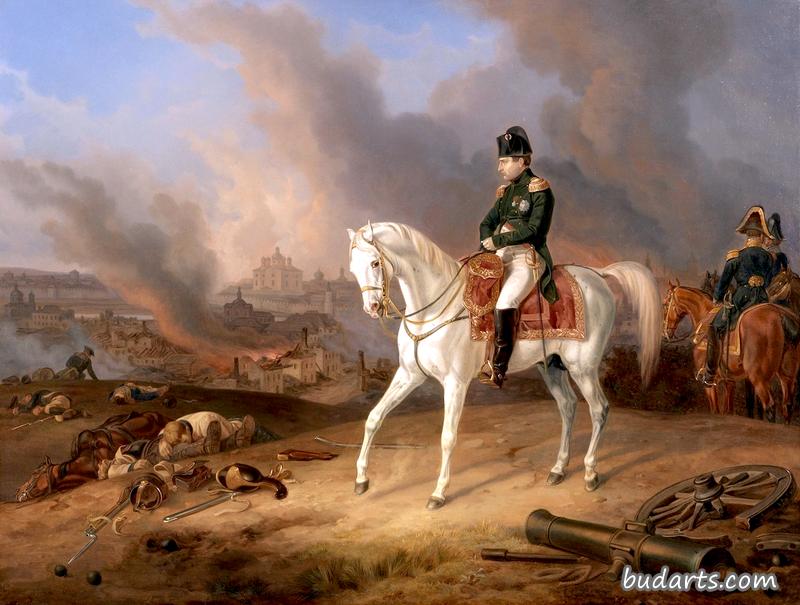 拿破仑在燃烧的斯摩棱斯克前