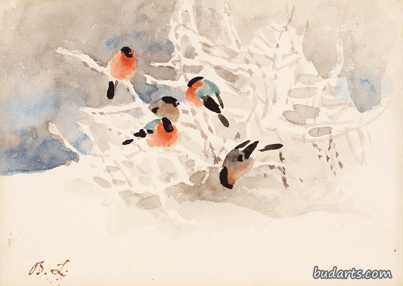 冬季景观中的牛雀