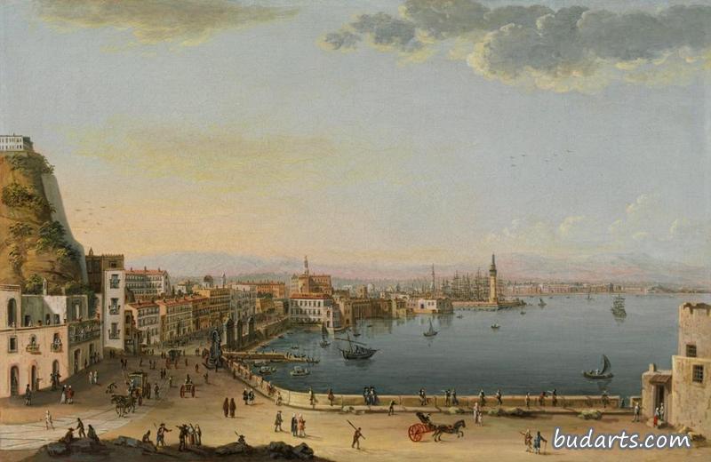 Naples, a view of the Strada di Santa Lucia from Pizzofalcone  to the Ponte della Maddalena