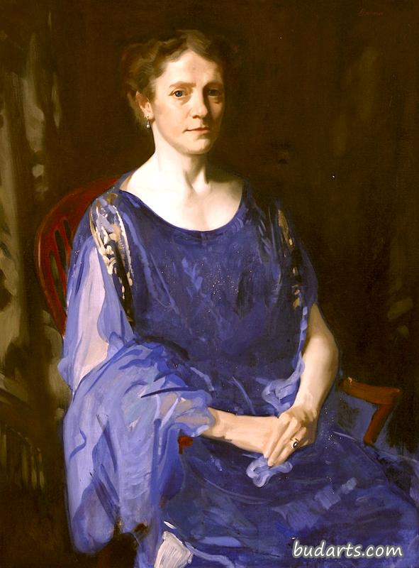 Luisa Elizabeth Graebrook, Nee Boycott, Half Length Seated, In A Blue Dress