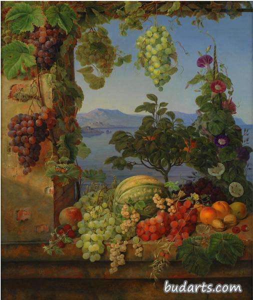 意大利风景中的水果