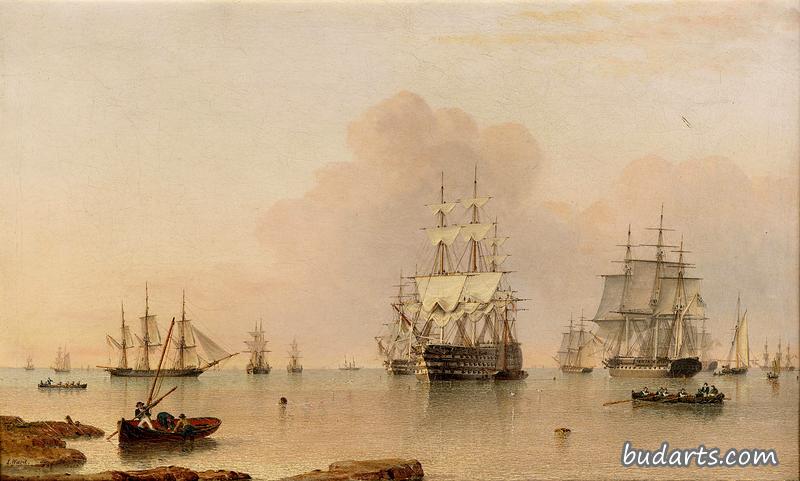 H.M.S. Britannia at Anchor with the Fleet