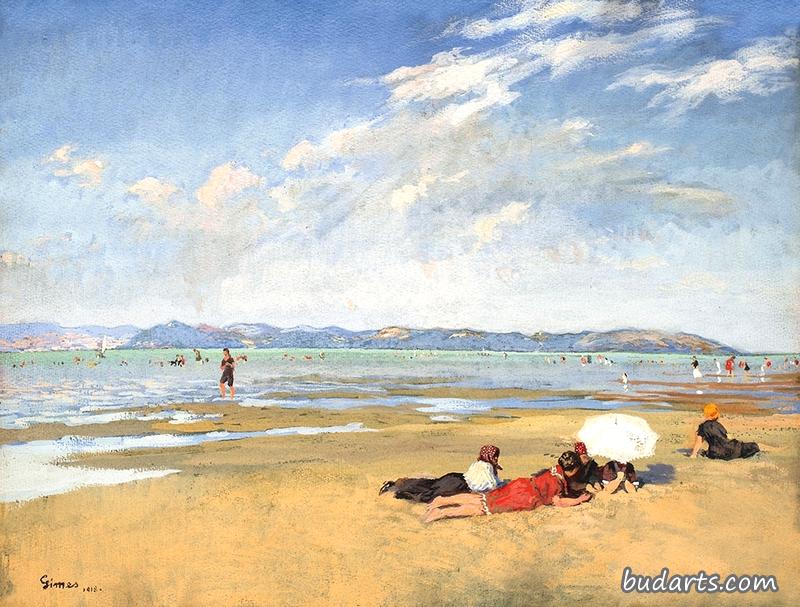 在海滩上