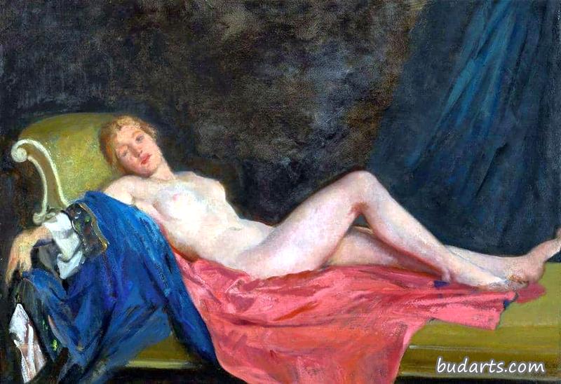 裸体躺着，艺术家的妻子简