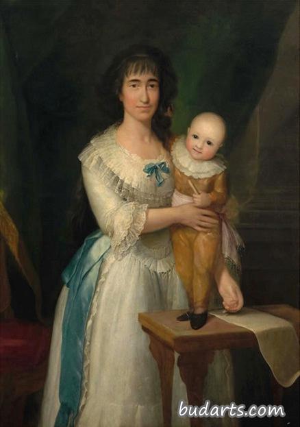 阿尔塔米拉伯爵夫人和她的儿子维森特·伊莎贝尔的肖像