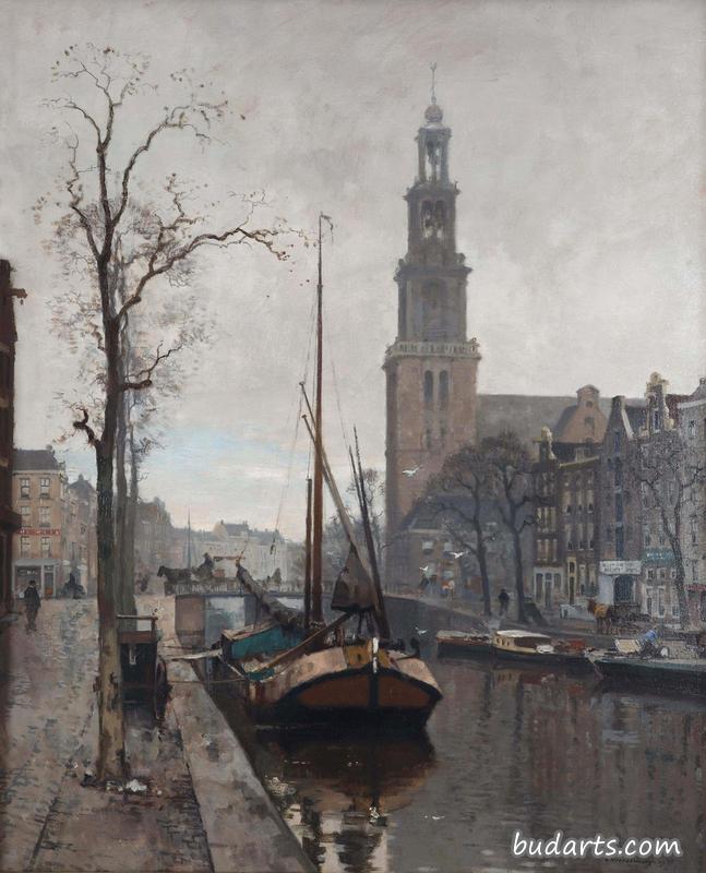 View of the Westerkerk with the Rozengracht and the Prinsengracht, Amsterdam