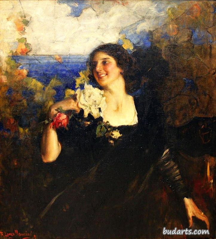 女人和花