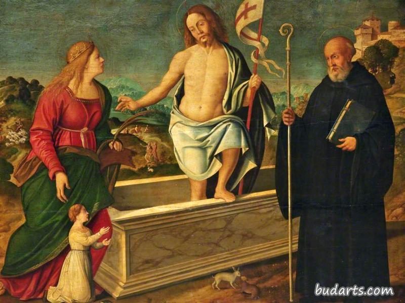亚历山大的圣凯瑟琳、圣本笃和一位女性捐赠者的复活
