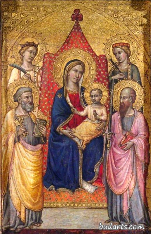 圣母和圣子彼得、保罗、凯瑟琳和露西登基