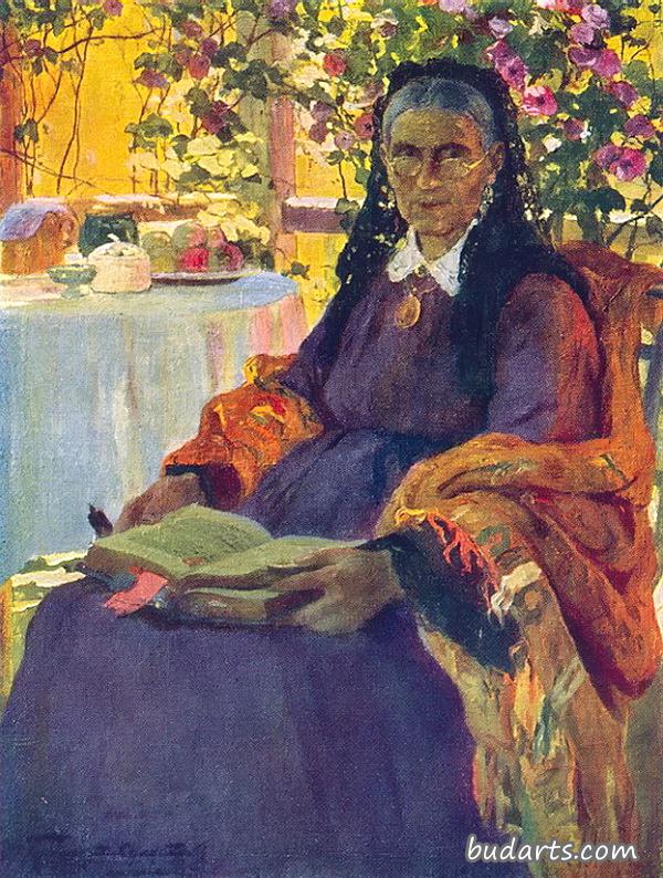 艺术家妻子的母亲F.I.霍尔迪纳的肖像