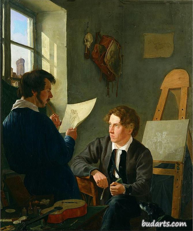 赫尔曼·考夫曼和乔治·海塞里奇（1806-1994）在考夫曼慕尼黑工作室