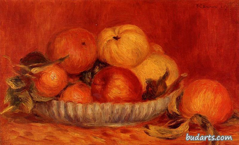 苹果和橘子的静物画