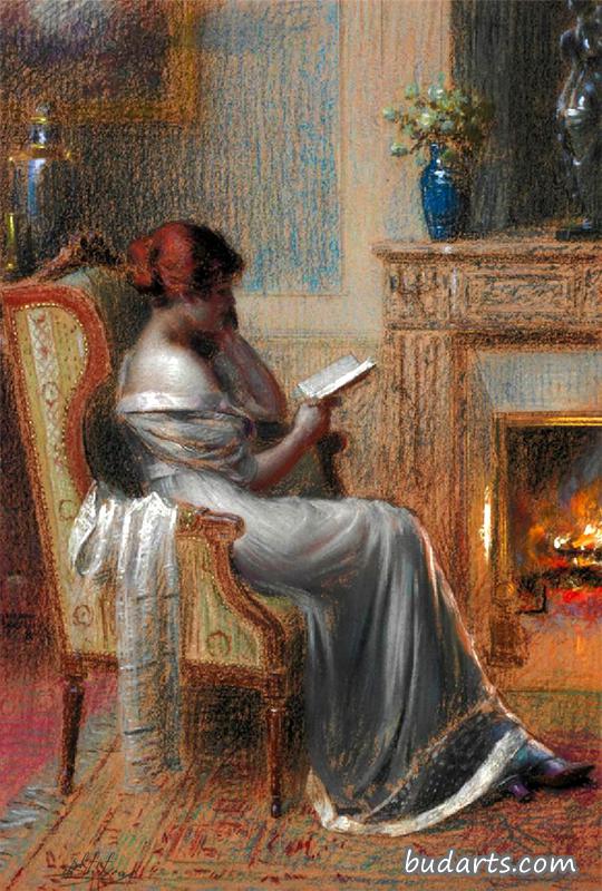在火边看书