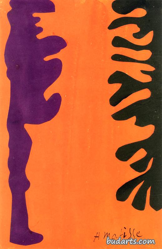 橙色背景上的黑色和紫色阿拉伯花纹