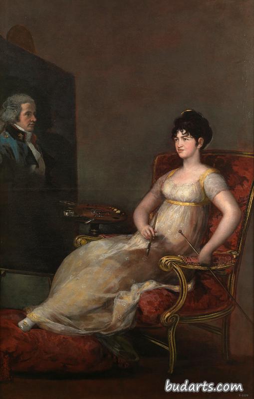 Maria Tomaso Palafox y Portocarrero, Marchioness of Villafranca, Painting her Husband