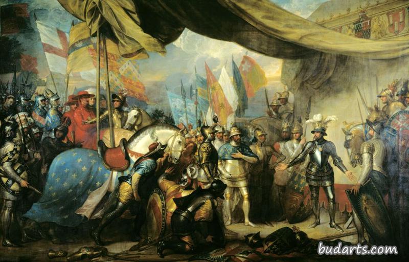 爱德华，黑王子，在普瓦捷战役后接见法国国王约翰