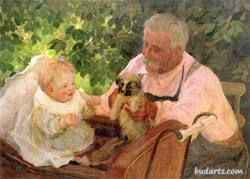 Père Rivart with His Granddaughter