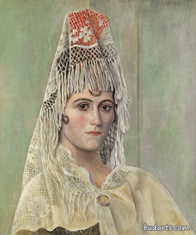 Olga Khokhlova in a Mantilla