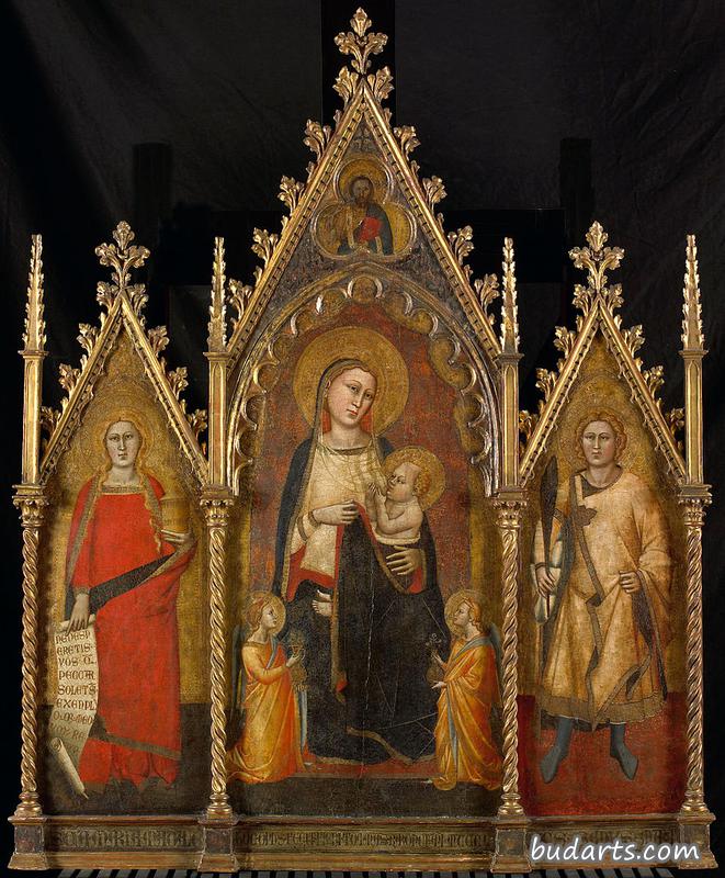 圣母子，玛丽亚抹大拉，圣安萨诺和两个捐赠者