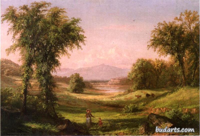 新罕布什尔州的风景，前景是埃尔玛·玛丽·戈夫