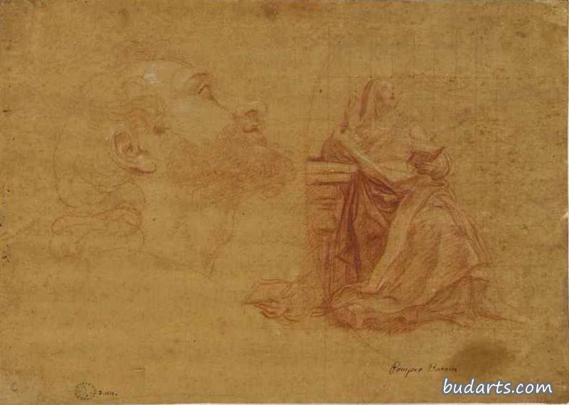 Two Studies of John of Nepomuk for 'the Madonna with Child and John of Nepomuk'and the Virgin for 'the Annunciation'