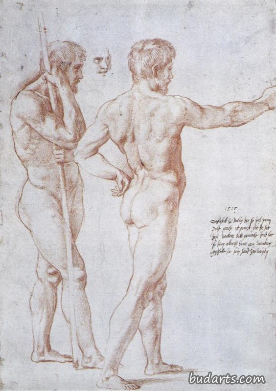 两个站立的男性裸体（习作）