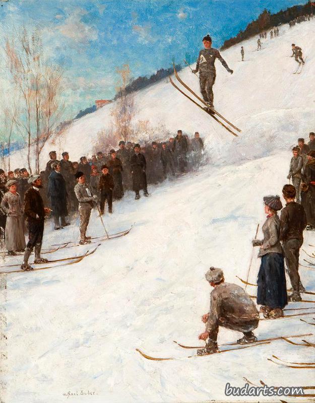 Skiing competition in Fjelkenbakken