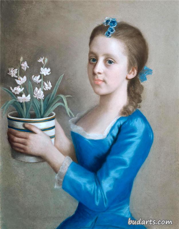 一个年轻女孩的肖像，可能是卡罗琳·罗素