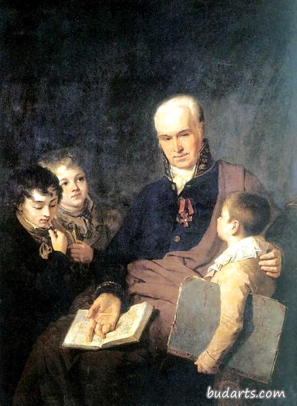 Portrait of K.I. Golovachevsky with Three Students