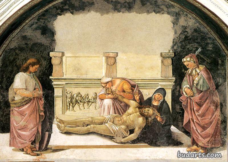 与圣徒福斯蒂努斯和帕伦蒂乌斯一起为死去的基督哀悼