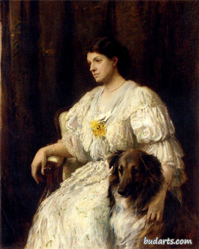一位女士和她的牧羊犬的肖像