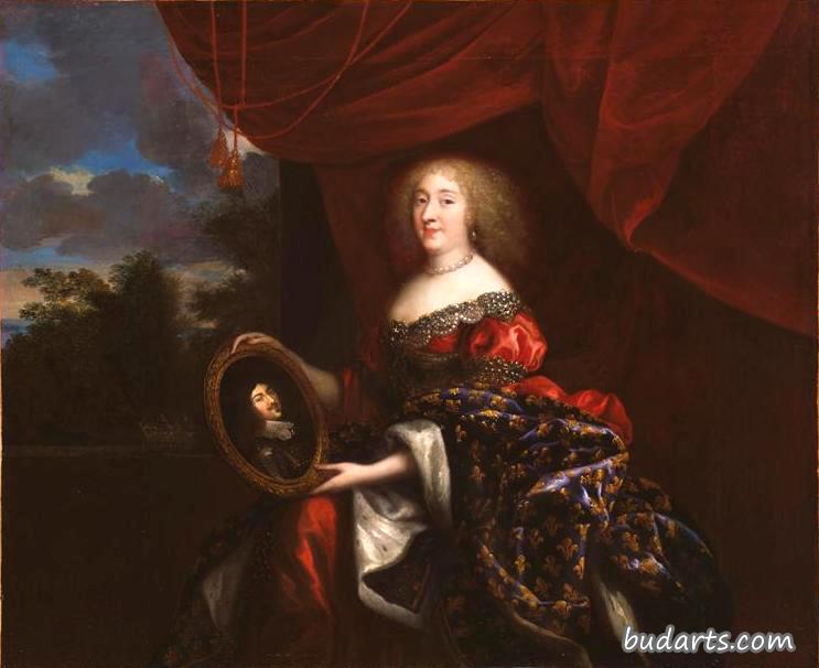 安妮·玛丽·路易丝·德奥尔良手持父亲已故奥尔良公爵的画像
