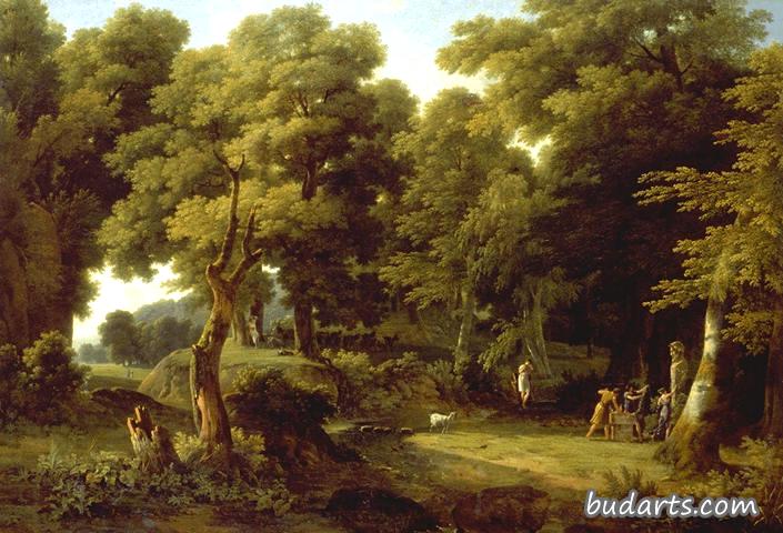 Paysage, offrande au dieu Pan (Wooded Landscape with Pan)