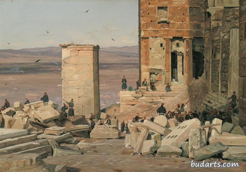 Greeks Working in the Ruins of the Acropolis (Grækere arbejder i ruinerne ved Akropolis)