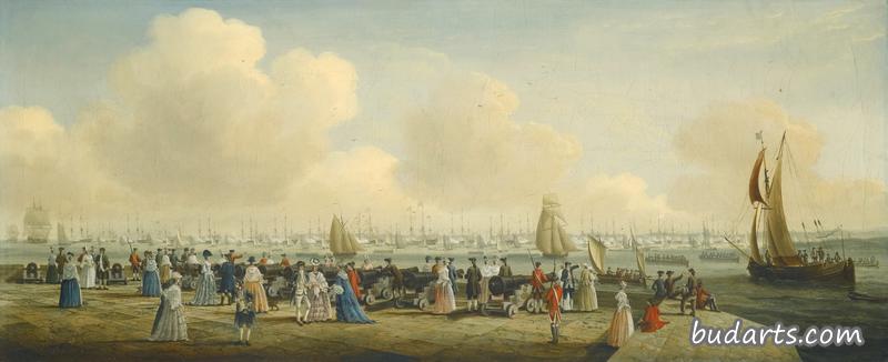 乔治三世国王在朴茨茅斯港外的斯皮特黑德检阅舰队
